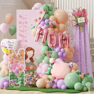 Happy Mother’s Day Balloon Garland Kit with Large MOM Pink Rose Foil Balloon Heart Balloon for Best Mom Mother’s Day Backdrop, Mother’s Day Birthday Party Decorations