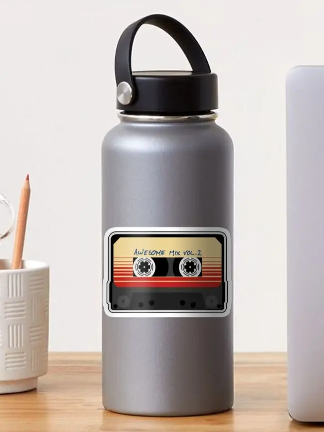 Awesome Mixtape Vol 2 Cassette Vinyl Sticker, Retro 80s Music Decal, Vintage Cassette Tape Sticker, Laptop Water Bottle Decal