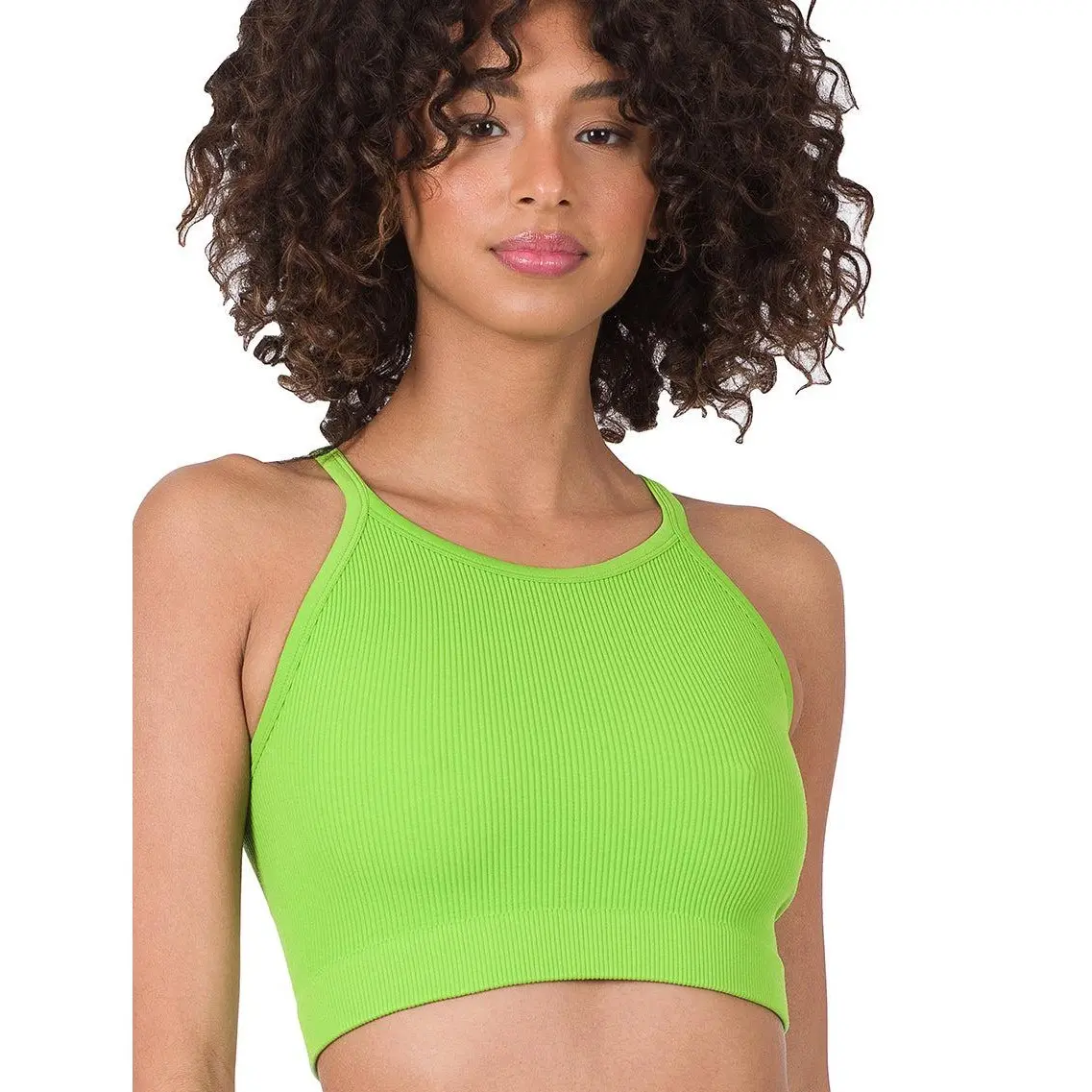 Ribbed Cropped Racerback Cami bralette thin strap by Zenana 6071, Stretchy, Soft Comfy Nylon Fabric, Womenswear Crop Top Brami Love