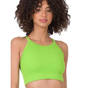 Ribbed Cropped Racerback Cami bralette thin strap by Zenana 6071, Stretchy, Soft Comfy Nylon Fabric, Womenswear Crop Top Brami Love