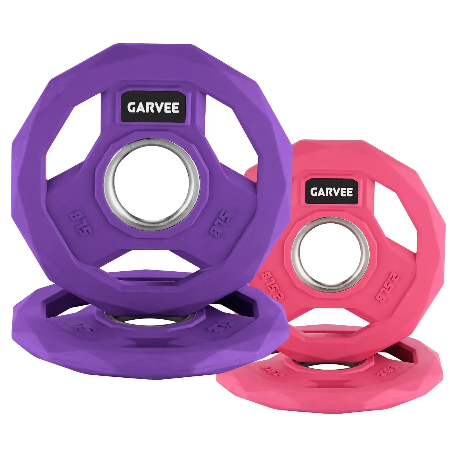 GARVEE Color-Coded Rubber Coated Cast Iron Weight Plate Set – 2-Inch Bumper Barbell Plates, Drop-Safe & Durable for Home & Gym – Multiple Weight Options – 15 lbs combination (2.5LB x 2 + 5LB x 2)