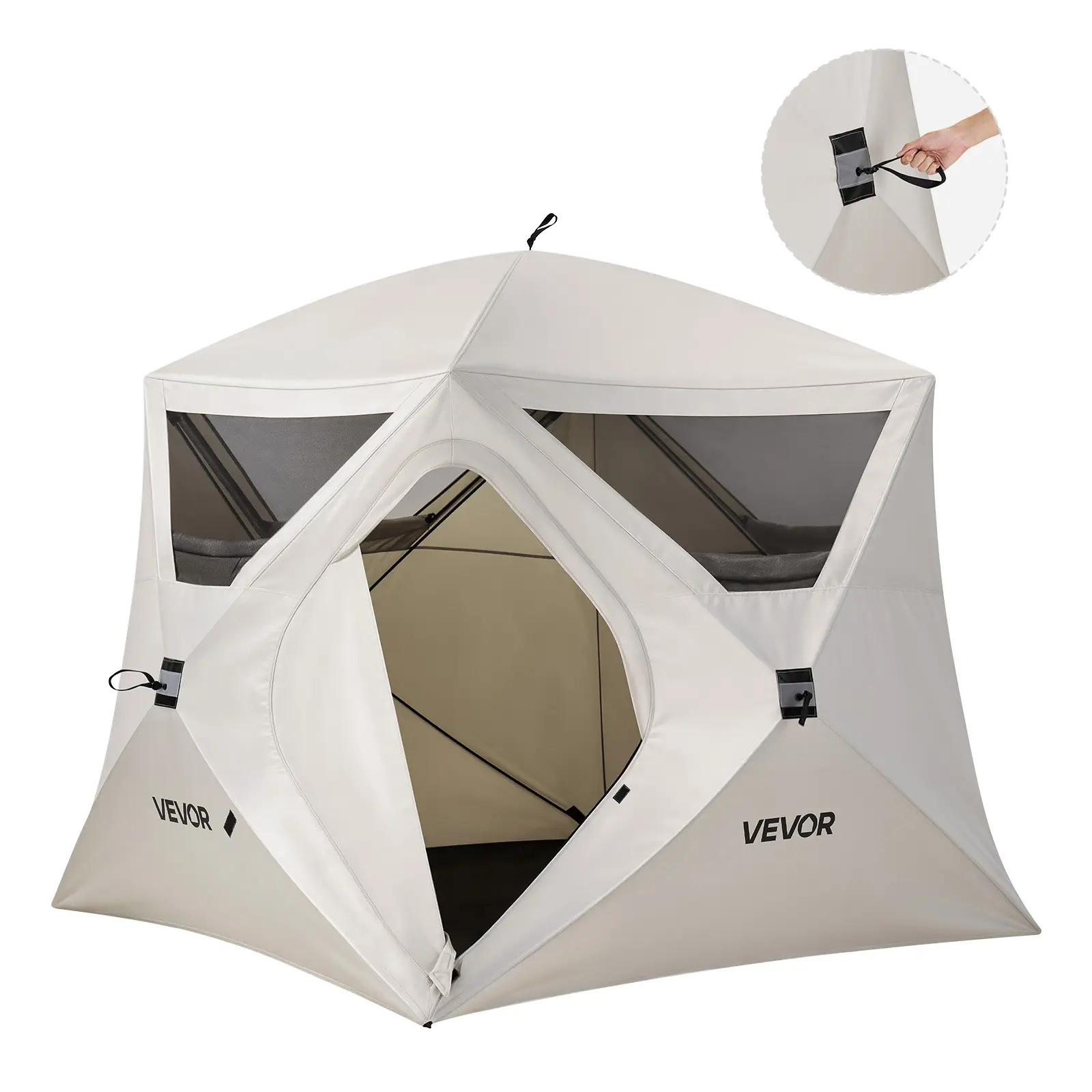 【SummerFinds】VEVOR Camping Tent, 4 Person Pop Up Instant Cabin Tent with Large Mesh Windows, 60 Seconds Easy Setup, Portable Cabin Hub Tents with Carry Bag for Family Outdoor Camping & Hiking, Upgraded Ventilation