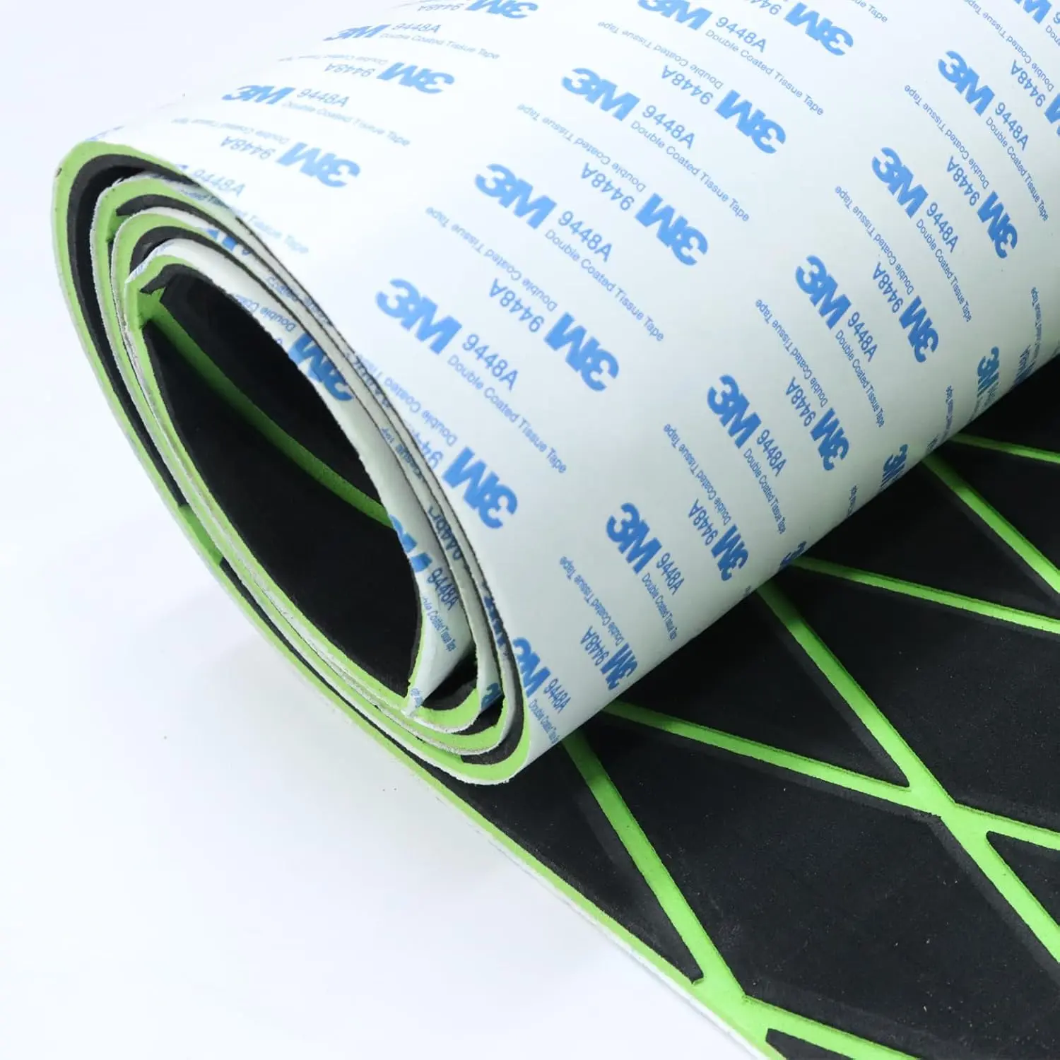 KXKZREN High-Density EVA Foam Anti Slip Flooring, Self-Adhesive Black-Green Diamond Pattern Faux Teak Marine Decking Sheet with Shock Absorption, Waterproof Barrier for Yacht, Golf Carts, Outdoor Cooler Tops