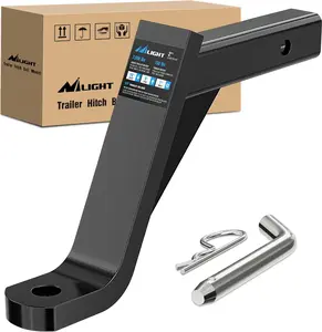 Nilight Trailer Hitch Ball Mount with 5/8" Hitch Pin Clip Fits 2 Inch Receiver Square 7500 lbs 10" Drop 9” Rise 1” Hole Gloss Black Powder Coat, Tow Hitch