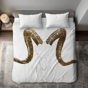360 Stand King Size Duvet Cover - Aeries Skull with Brown Horns, Animal-Themed Rustic Bedroom Bedding, Microfiber Face, Machine Washable for King Size Beds