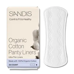 SANDIS ORGANIC 100% COTTON PANTY LINERS - Ultra Thin, 3 Layers Extra Coverage Daily Gentle