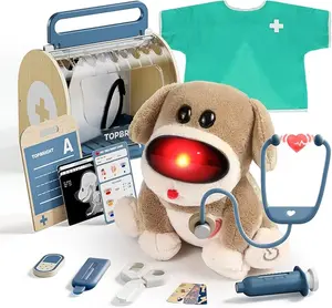 Toddler Vet Kit 3-5 Interactive Plush Dog with Realistic Lights & Sounds Portable Pet Doctor Set for Boys Girls 3+ with Accessories