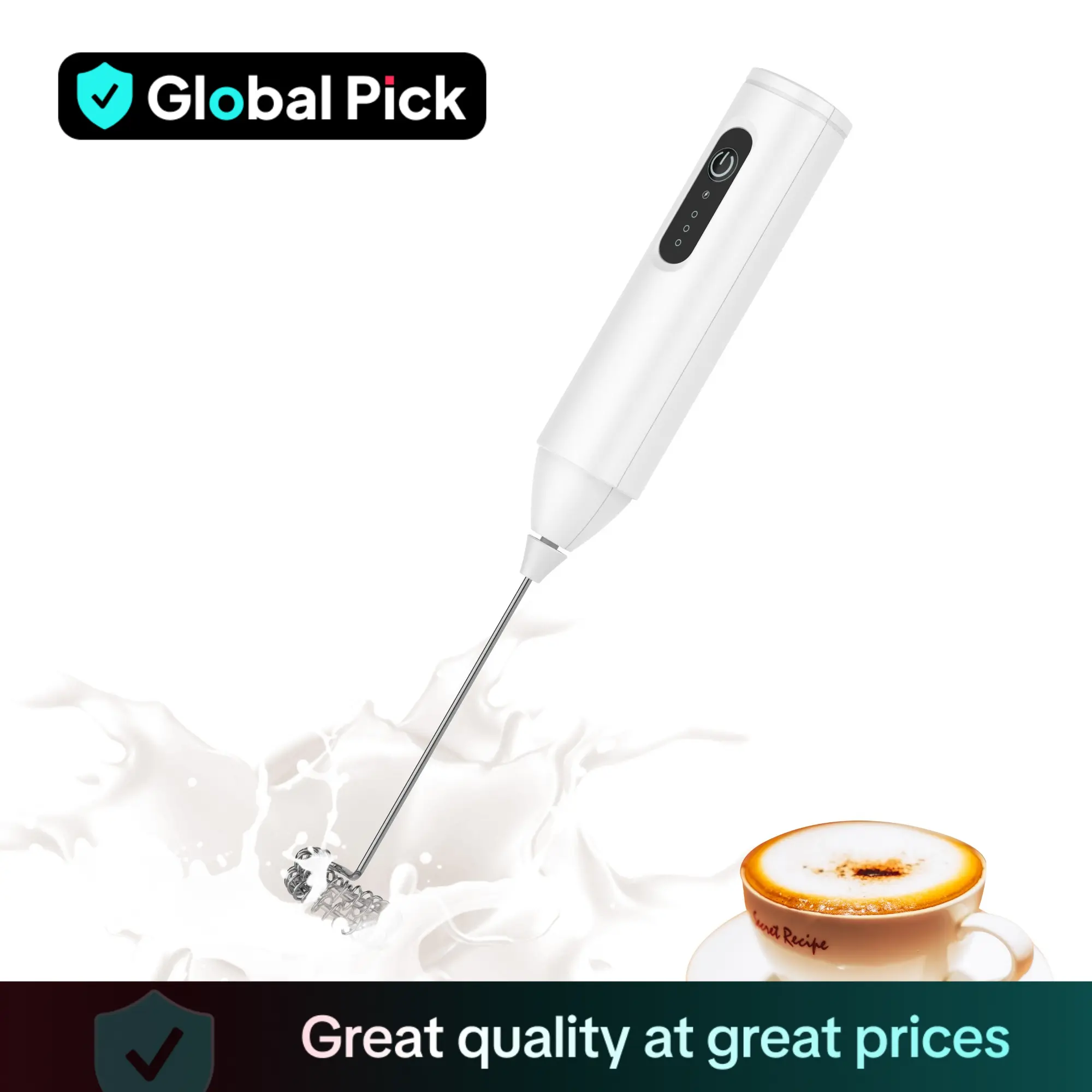 Rechargeable Coffee Frother, Handheld Milk Frother, Rechargeable Electric Blender Coffee Frother, Whisk Drink Mixer, Mini Foamer for Lattes, Cappuccin