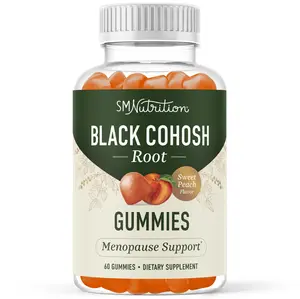 Black Cohosh Gummies for Women | Menopause Relief for Hot Flashes & Night Sweats | 50mg Black Cohosh Root Extract |  Natural Peach Flavor | 60 Gummies