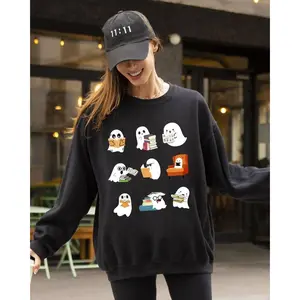 Book Lover Mini Ghosts, Skeleton, Coffin, Funny, Pumpkin, Spooky, Witch, Aesthetic, Meme, Halloween, Costume Sweatshirt