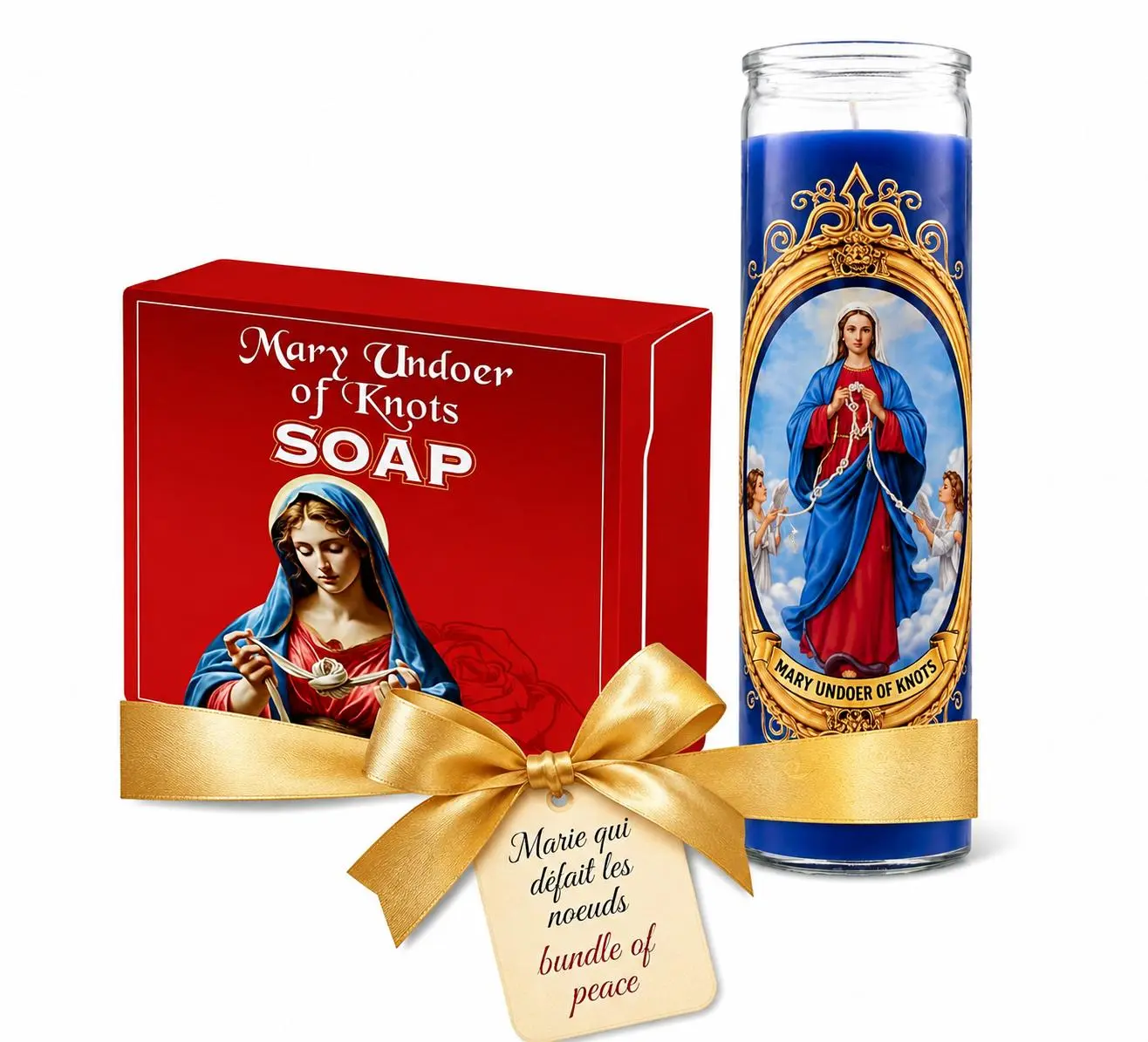 MARY UNDOER OF KNOTS BUNDLE OF PEACE CANDLE