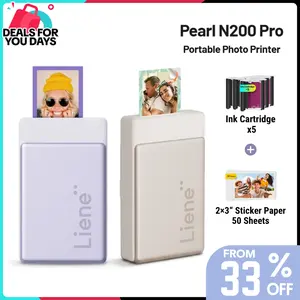 Liene Pearl N200 Pro Portable Photo Printer, Instant Mini Picture Printer for iPhone Smartphone, Thermal Dye Sublimation, Bluetooth Sticker Printer 50 Sheets 2x3 Adhesive Paper & 5 Cartridges, outdoor fun, SummerVibes, DealsForYouDays