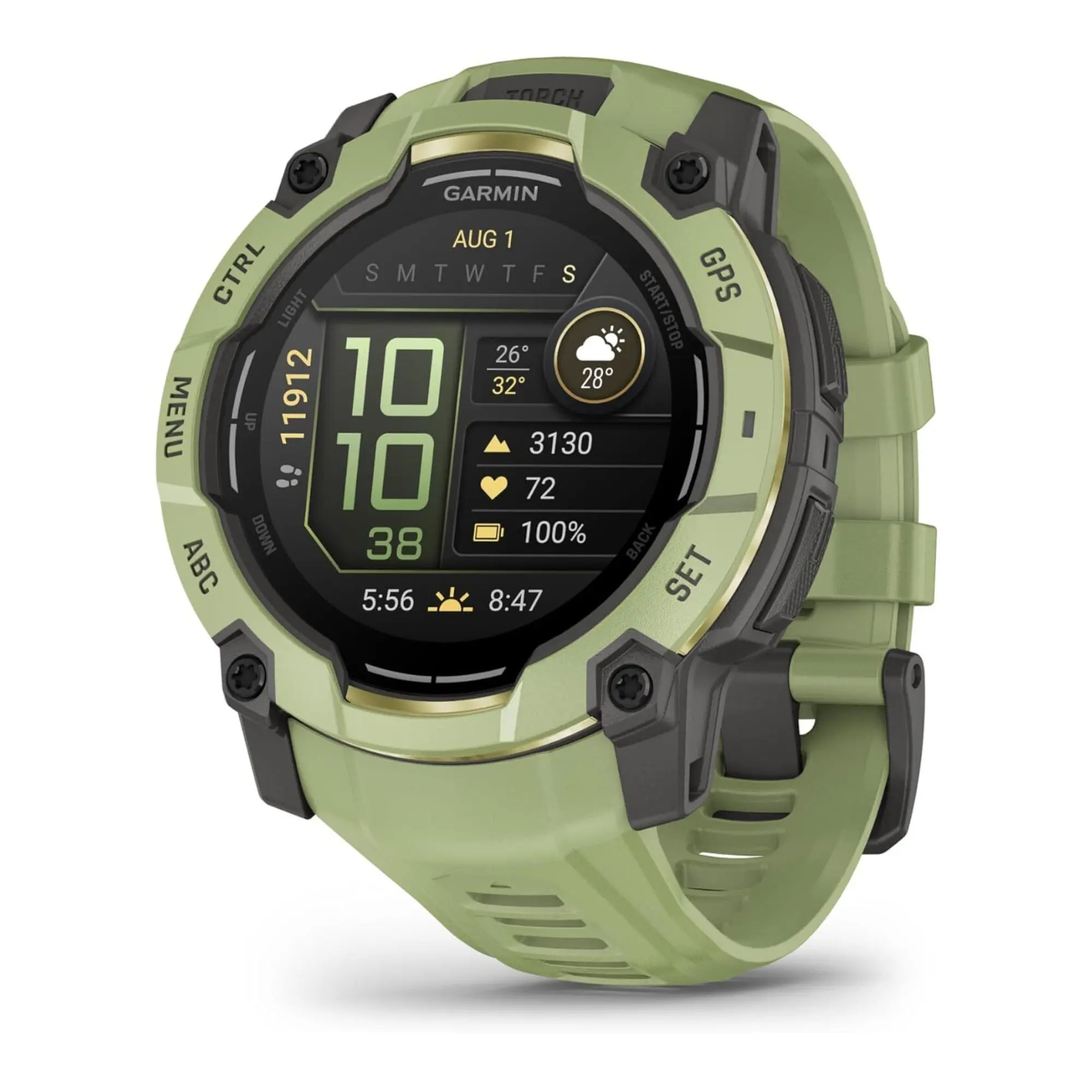 Garmin Instinct 3 50mm AMOLED Screen GPS Smartwatch - Limited Edition Fern Green Wearable Device with Metal Build & Activity Monitoring