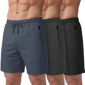 PURE CHAMP Men's Athletic Shorts 3-Pack, 8" Casual Basketball Gym Shorts with Zipper Pockets, Size Small-3XL
