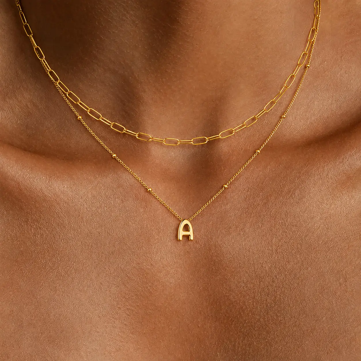 Layered Initial Necklaces for Women Teen Girls Letter A-Z Necklace, 14K Gold Plated, Cursive Letter Necklace, Initial Necklace Stack, Birthday Gifts for Women Teen Girls Jewelry