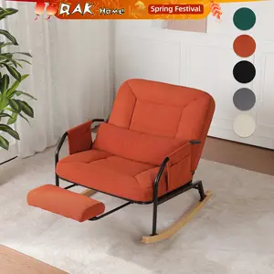 QAK 34.6" Rocking Chair with Footrest, Comfortable Headrest and Backrest, Side Pockets, Ideal for Relaxation