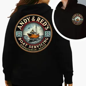 Andy & Red’s Boat Servicing Hoodie – Shawshank Redemption Inspired Zihuatanejo Mexico Menswear Tops, Fashion Cotton, Full Colors, Full Sizes, For Men, For Women