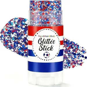 Patriotic Red White and Blue Shimmering Body Glitter Stick, Memorial Day Patriotic 250th America Face Body Glitter, 4th of July Accessories, Sparkling Face and Hair Glitter for 4th of July Outfits for Women, Sparkle Makeup