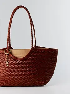 Solène Leather Handwoven Tote woven bag