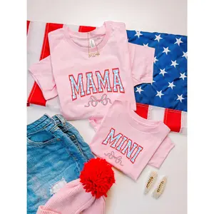 4th Of July Pink Matching Shirts For Mommy and Daughter