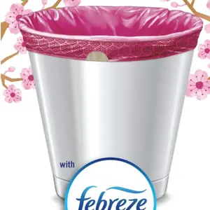 Odorshield Small Drawstring Trash Bags, 4 Gal, Pink, Cherry Blossom, 34 Ct, Pack May Vary Household Kitchen Plastic Cleaning