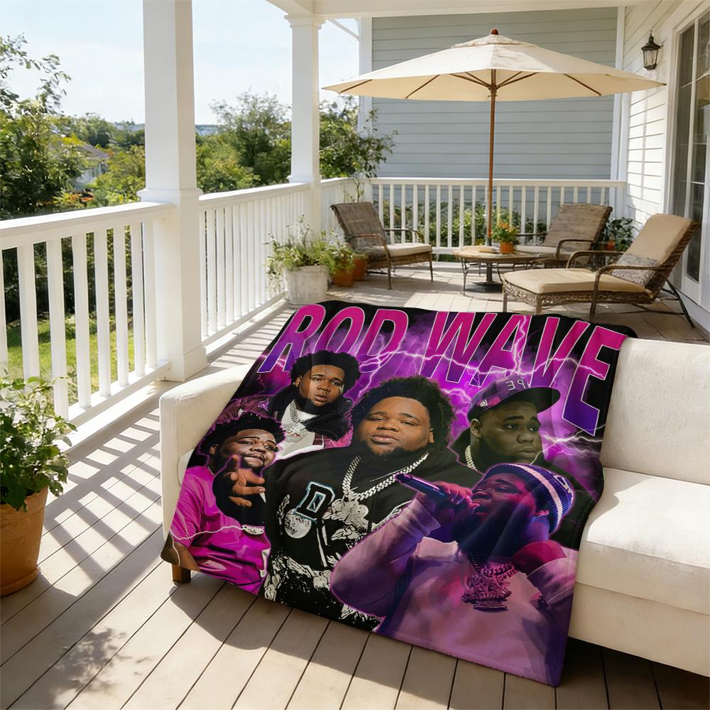 Countdown Sale! Soft Funny Throw Blanket Rod Wave Flannel American Blankets Lightweight Warm Blanket Plush Air Conditioned For Teen Couch Bed Sofa Living Room Chair