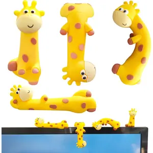 4 PCS Resin Giraffe Figurine Computer Monitor Decor,Cute Mini Goose Statues for Car Dashboard,Funny Desk/TV/Photo Frame Decorations