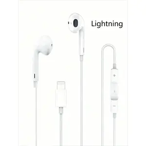 1Pack/2Packs Wired EarPods Headphones With Lightning Connector, Wired Ear Buds Compatible With iPhone Featuring Integrated Remote To Control Music, Phone Calls, And Volume, In-Ear Wired Earbuds - Lightning Connector, Hands-Free Calling