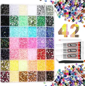 42 Colors Jelly Rhinestones for Bedazzling, 32000Pcs 3mm Multicolor Flatback Rhinestones Bedazzling Kit,Gem DIY Bedazzling Kit with Mixed Resin Rhinestones & Tweezers,Pick up Pen and Gifted Tools for DIY Crafts Apparel Nail Art Supplies