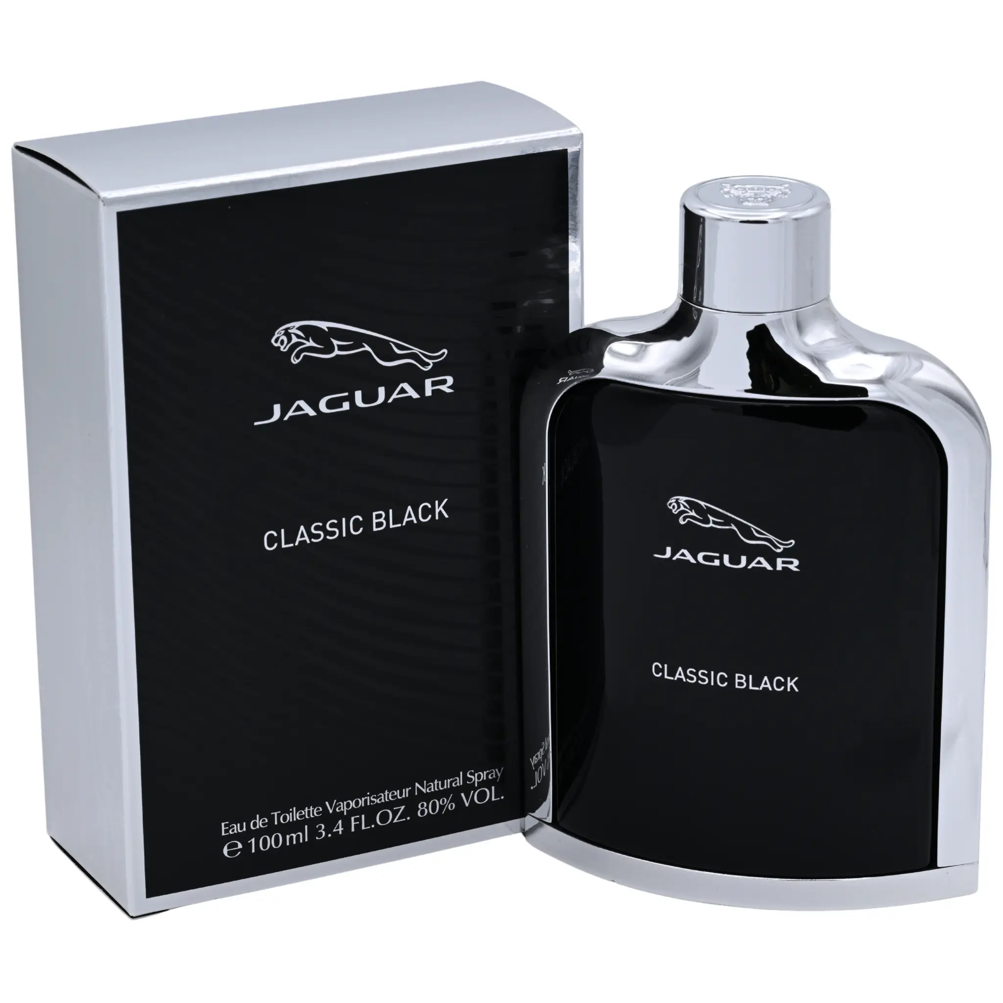 JAGUAR Classic Black Men's EDT Spray - 3.4 fl oz Men's Colognes, Alcohol-Based Intense Perfume-Inspired Fragrance, Mandarin Top Notes, Spicy-Woody Base, Rich Bold Scent for Confidence, First Dates, New In Box, Alcohol-Based Men's Fragrance