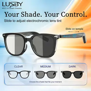 LUSBY AG11 AI Smart Glasses, Touch-Control Electrochromic Lenses, Real-Time Translation, Meeting Recording, Hands-Free Calls, Lightweight TR90 Frames, Perfect for Driving, Travel, and Work