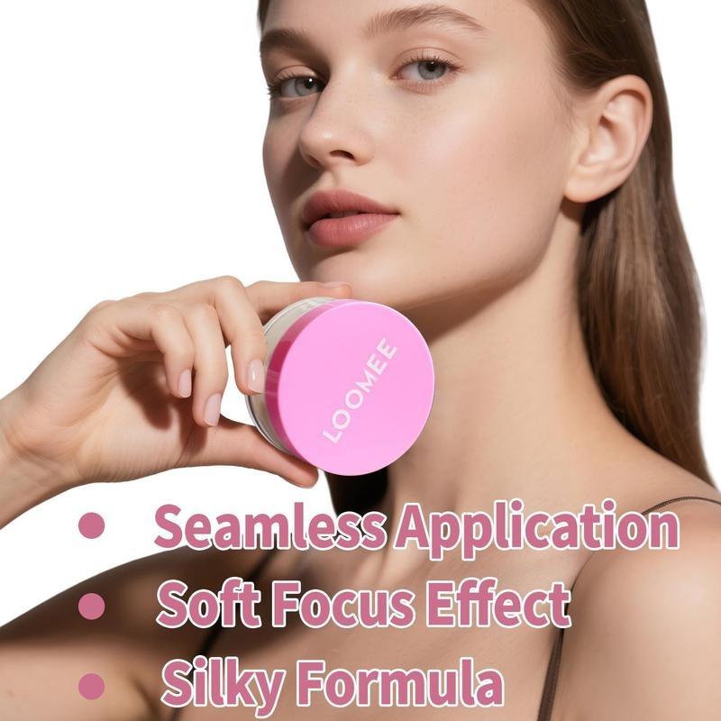 LOOMEE Translucent Baking Powder Set – Rice Powder & Vitamin E, Extra Fluffy Puff for Soft-Focus Finish | Oil Control, Pore Blurring, All Skin Tones  24-HR Shine Control, All-Day Wear, Blurs Texture, Brightens Complexion