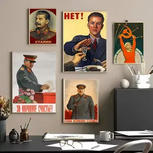 Vintage S-Stalin USSR CCCP Poster HD Sticky Waterproof Wall Art | High Quality Print Aesthetic Home Living Bedroom Bathroom hallway Decor Trendy Room Decoration | Multiple Size Options Available
