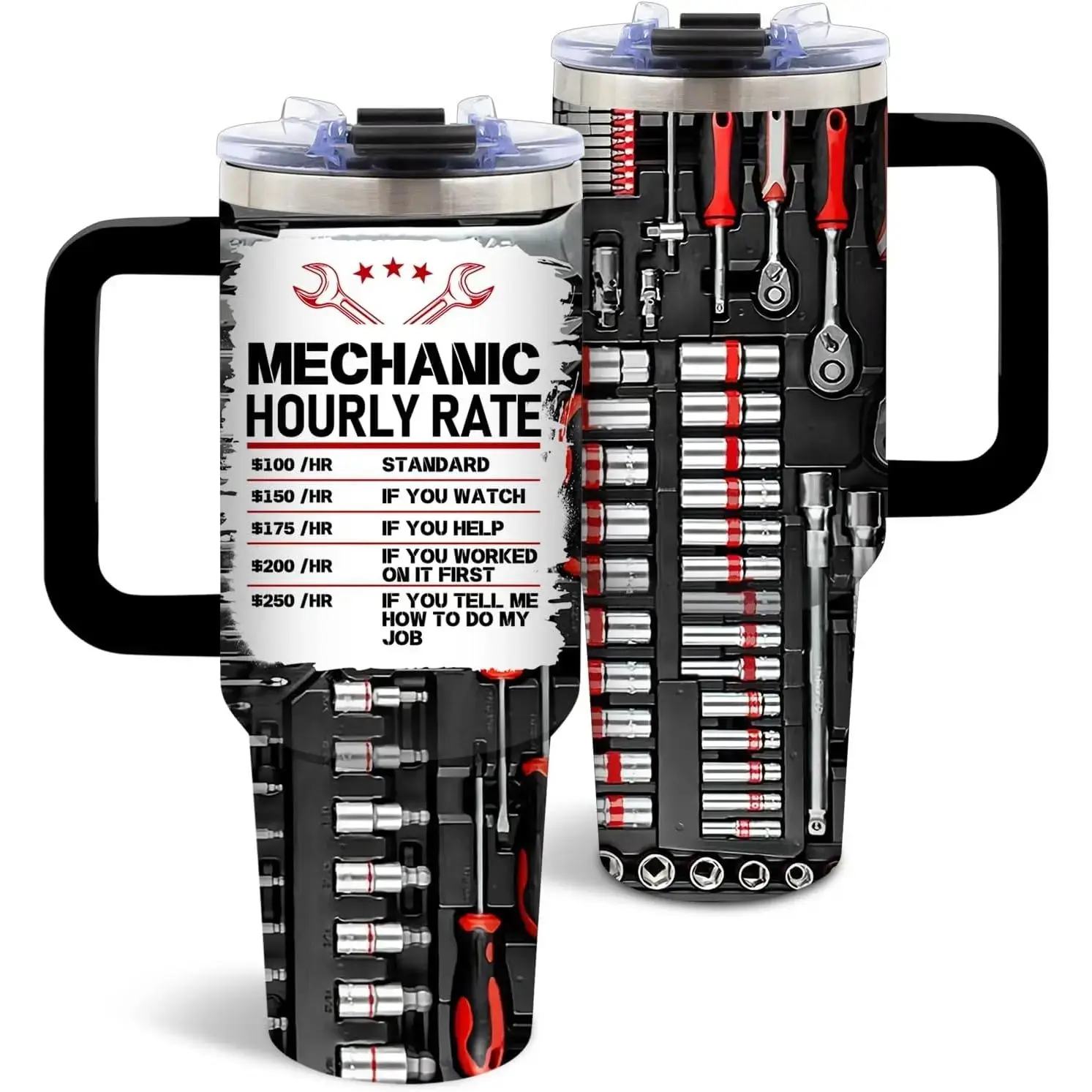 [MADE IN US] 40oz Funny Mechanic Tumbler - Stainless Steel Insulated Travel Mug | Christmas/Thanksgiving/Birthday Gifts for Mechanics, Car Enthusiasts & Auto Repair Workers 1PCS