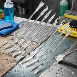 Ultra Thin Metal Removal Scraper Anti Static Tweezers 8-Piece Precision Repair Tool Kit for Phone Computer Motherboard CPU Micro Welding Disassembly Professional Electronic Maintenance Set