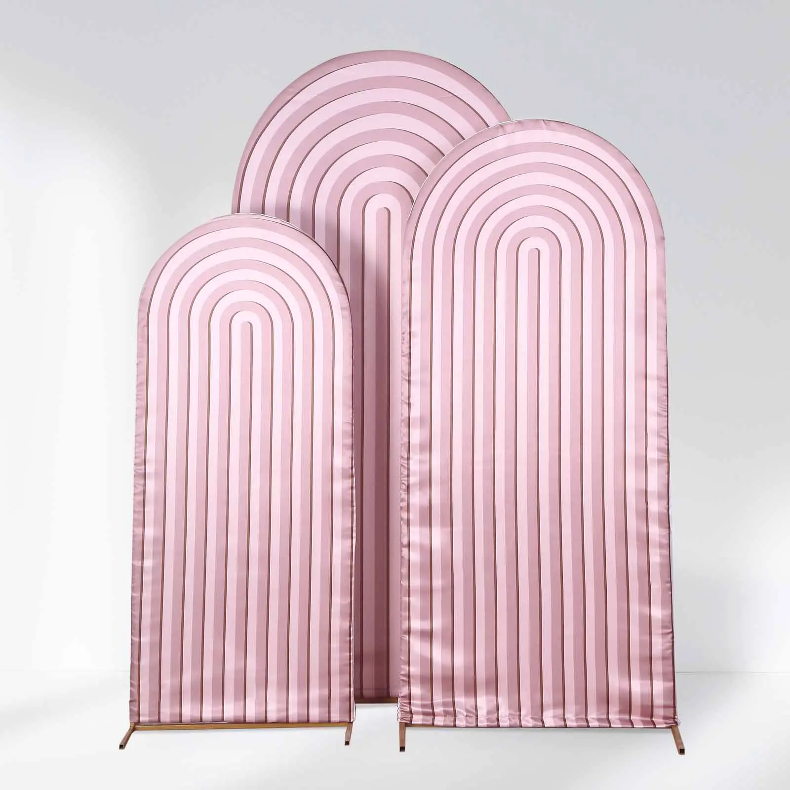 3-Piece Ripple Satin Chiara Wedding Arch Covers - Dusty Rose Fitted Covers for 5ft,6ft,7ft Round Top Backdrop Stands, Suitable for Wedding, Baby Shower; Ideal for Stores, Shopping Mall Festive Supplies