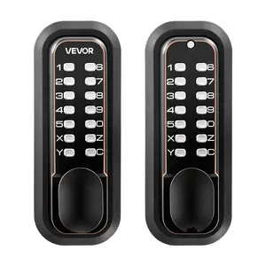 VEVOR Mechanical Keyless Entry Door Lock, 2.0 Code Upgrade, 4-7 Digits Code, Double-Sided Push Button Combination Mechanical Keypad Door Knob, Auto Locking, for Indoor or Outdoor, Oil-Rubbed Bronze