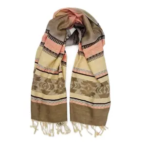 Beautiful Tan and Light Pink Southwest Cashmere Pashmina