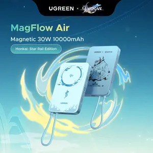 UGREEN x Honkai: Star Rail Edition MagFlow Air Magnetic Power Bank, Qi2 15W Wireless, 30W USB-C Fast Charging, 10000mAh Slim Portable Charger with Built-in Cable for iPhone 17/16/15