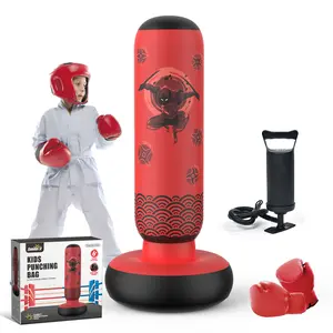 Inflatable Punching Bag for Kids, Tall Larger 66 Inch Stable Boxing Bag for Teens, Ninja Shuriken Toy Gifts for Boys Girls, Boxing Set with Gloves and Pump for Practicing Karate Taekwondo