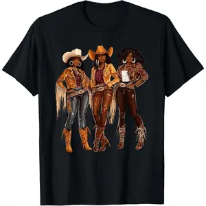 Black African American Cowgirl Western Country Texas Rodeo T-Shirt