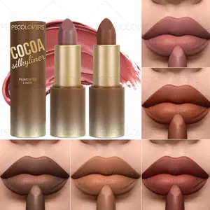 1PC Brown Matte Moisturizing Lipstick, Smooth, Velvet, Nude Makeup, Light Texture, Rich Colors, A Must-have Makeup Tool for Everyday