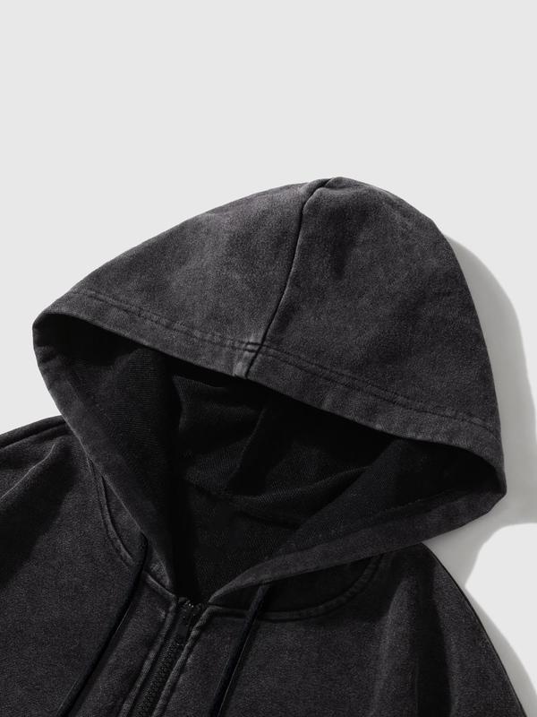 Unisex Street Style Zip Hoodie Jacket, Spring & Fall Thin Cotton Sweatshirt, Xworld Logo Star Pattern, Y2K Campus Hip Hop Fashion