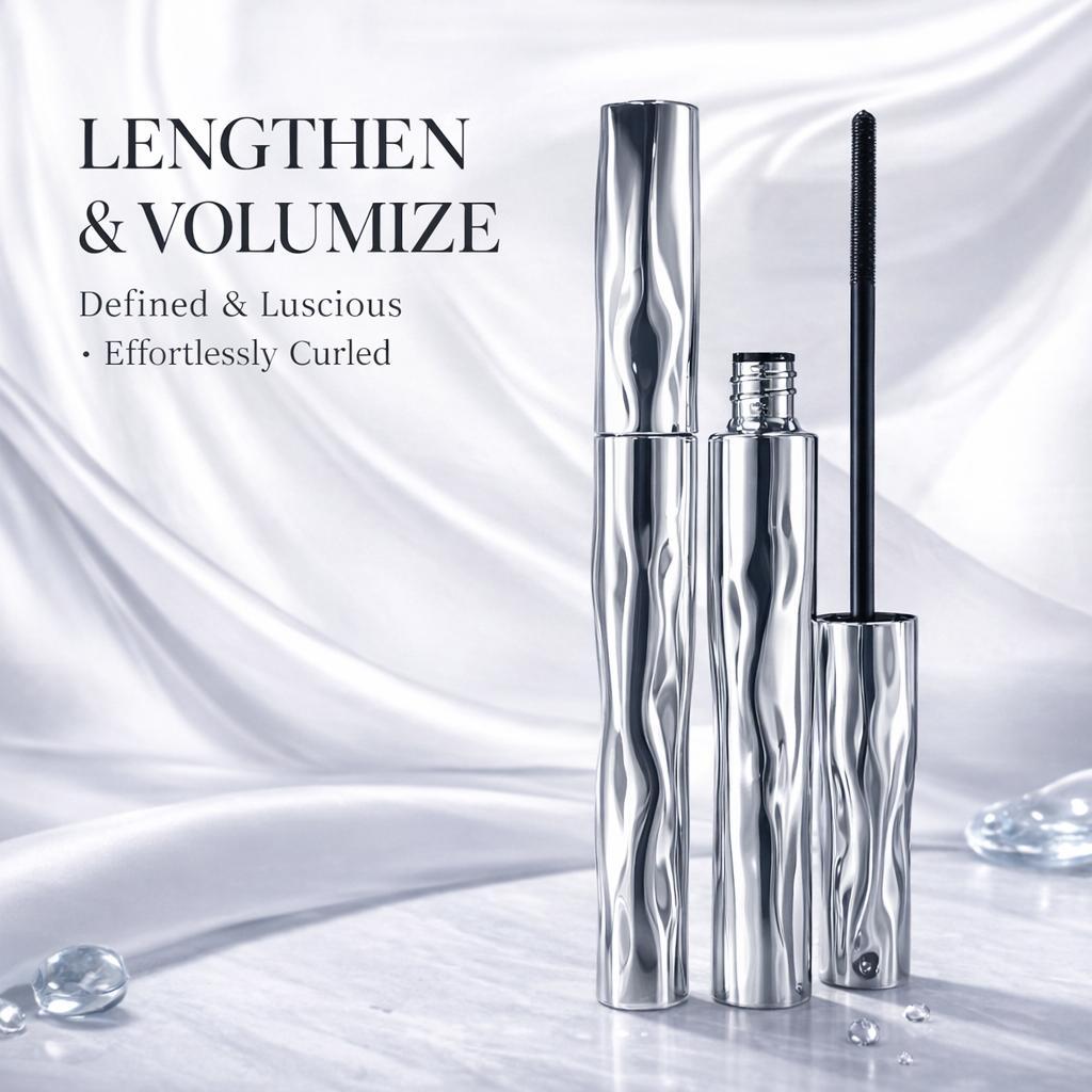 Lengthening & Curling Mascara - Daily Wear Natural Beauty Product with Metal Wand, Lightweight, 24H Long-Lasting, Waterproof, Smudge-Proof, Clump-Free, Mascara Volume and Length, Beauty Products, Natural Mascara