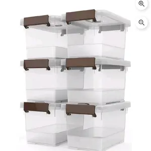 6 Pack Storage Organizer Bins with Latching Handle and Lids, 3.5 Quart