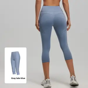 High Waisted Mesh Pocket Yoga Capri Pants for Women – Butt Lifting Tummy Control Workout Cropped Leggings, Breathable Summer Gym Training Tights