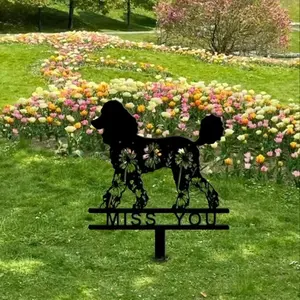 Poodle Design Garden Decoration, Metal Pet Grave Marker, Elegant Sympathy and Remembrance Stake, Perfect Pet Loss Gift and Stylish Yard Decor