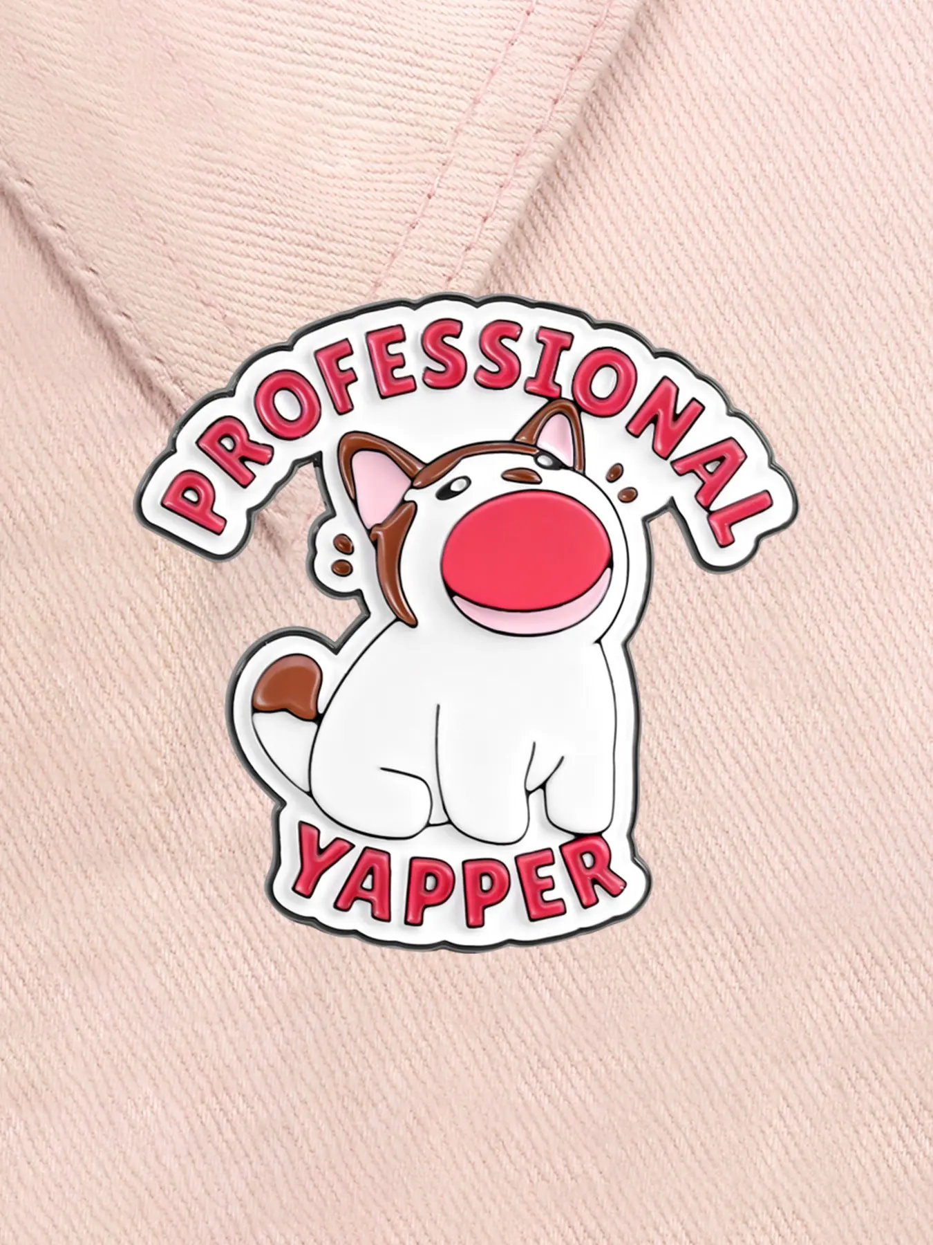 Professional Yapper Enamel Pin Mouth-Open Kitten Chatty Cute Cartoon Animal Alloy Brooches Lapel Pins Backpack Badge Fashion Jewelry Accessories Gifts for Friends Emblem Badge Decoration