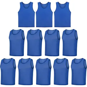 12 Pack Scrimmage Vest Team Training Jerseys Sports Pinnies Practice Jerseys Soccer Bibs with Carry Bag