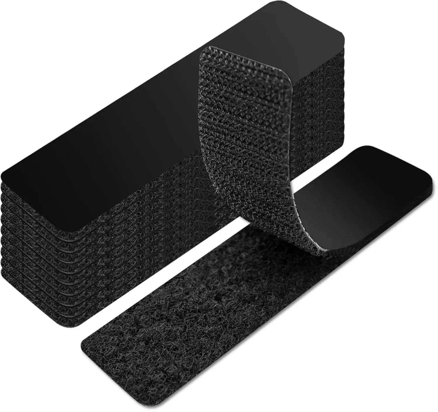 Heavy Duty High-Density Nylon Black Hook and Loop Tape, 16 Sets 1in x 4in Double-Sided High Bond Self-Adhesive Wall-Safe Adhesive Mounting Tape for Home Decor, Office Organization, High Bond Adhesive